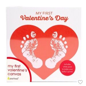 New My First Valentine’s Day Canvas DIY Baby Footprint In A Heart Keepsake Art